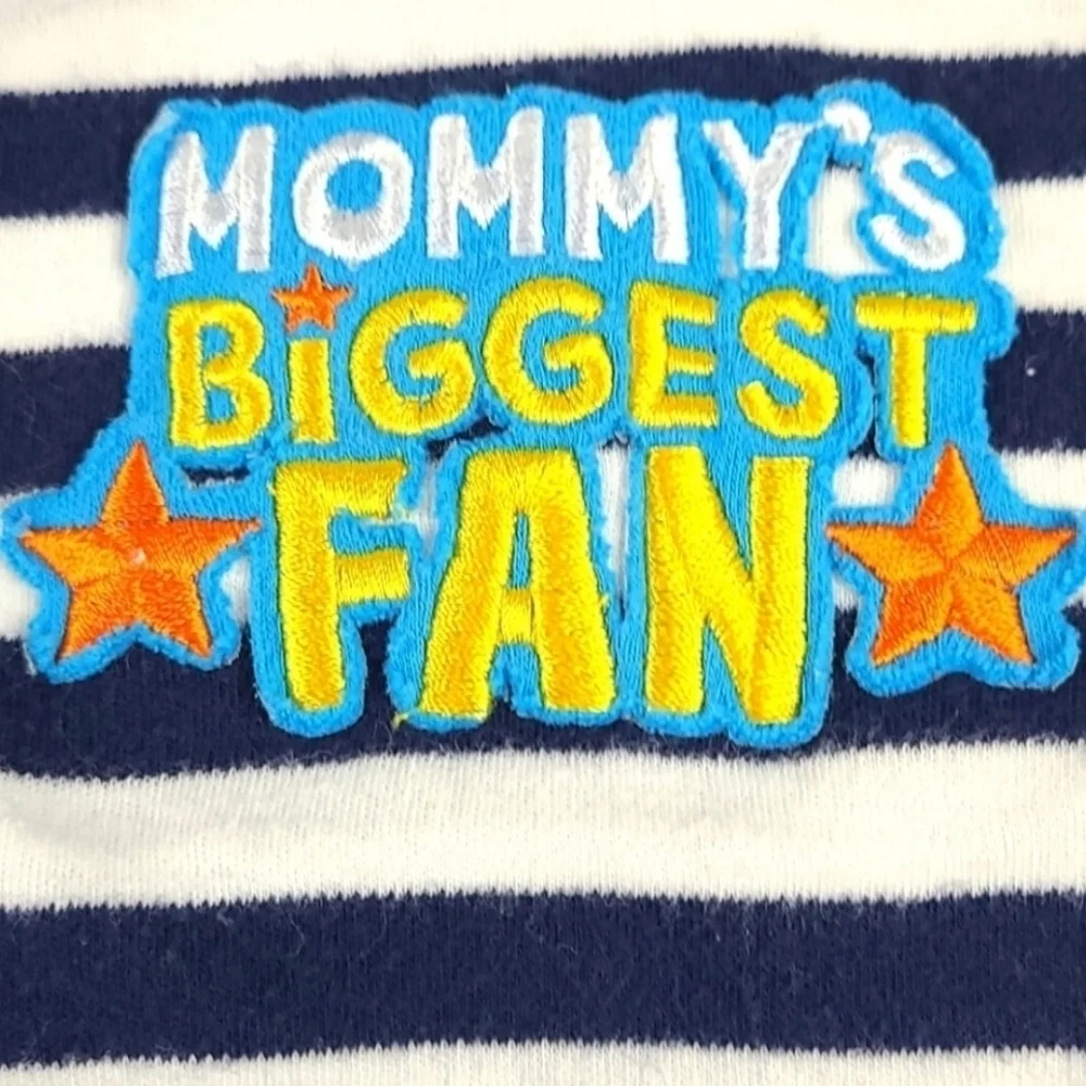 Vintage Newborn Baby One Piece Bodysuit Romper Blue White 